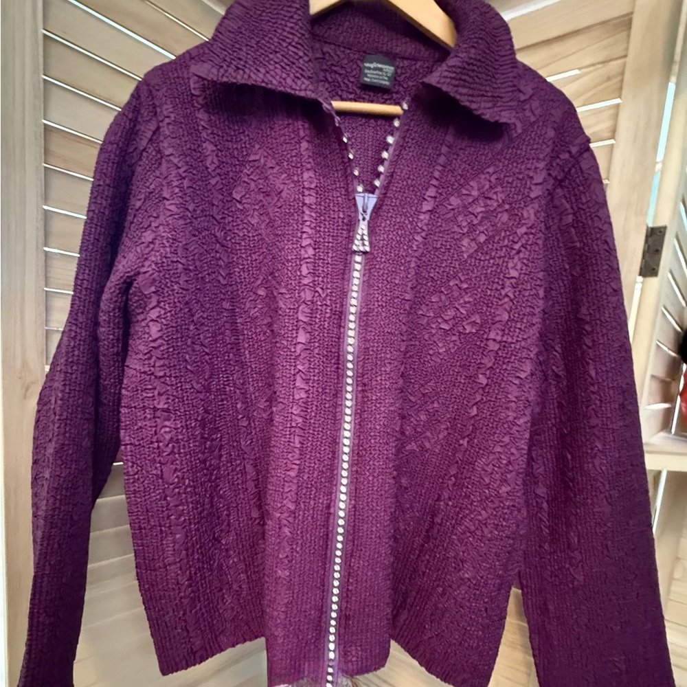 MagicWoman 1sizefits” Purple Textured Zip-Up Cardigan Jacket XL-2XL